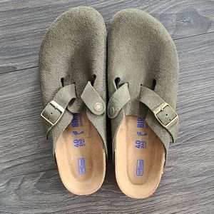 Birkenstock Green Forest Boston Suede Clogs 40 9